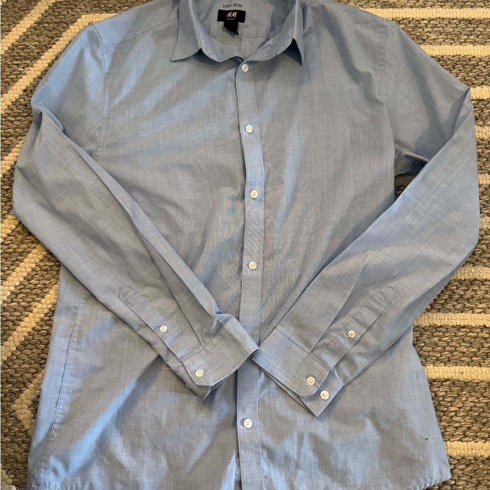 H&M Men's Light Blue Casual Button Down Shirt